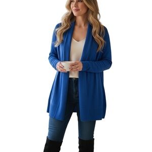Cyrus Royal Blue Open-Front Drapey Cardigan